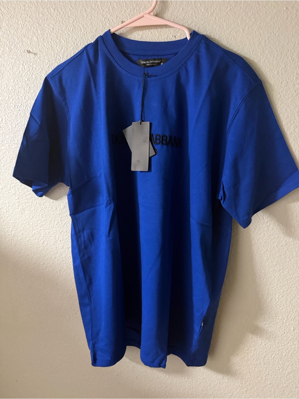 Dolce & Gabbana Men's Bright Blue Crewneck Logo Tee